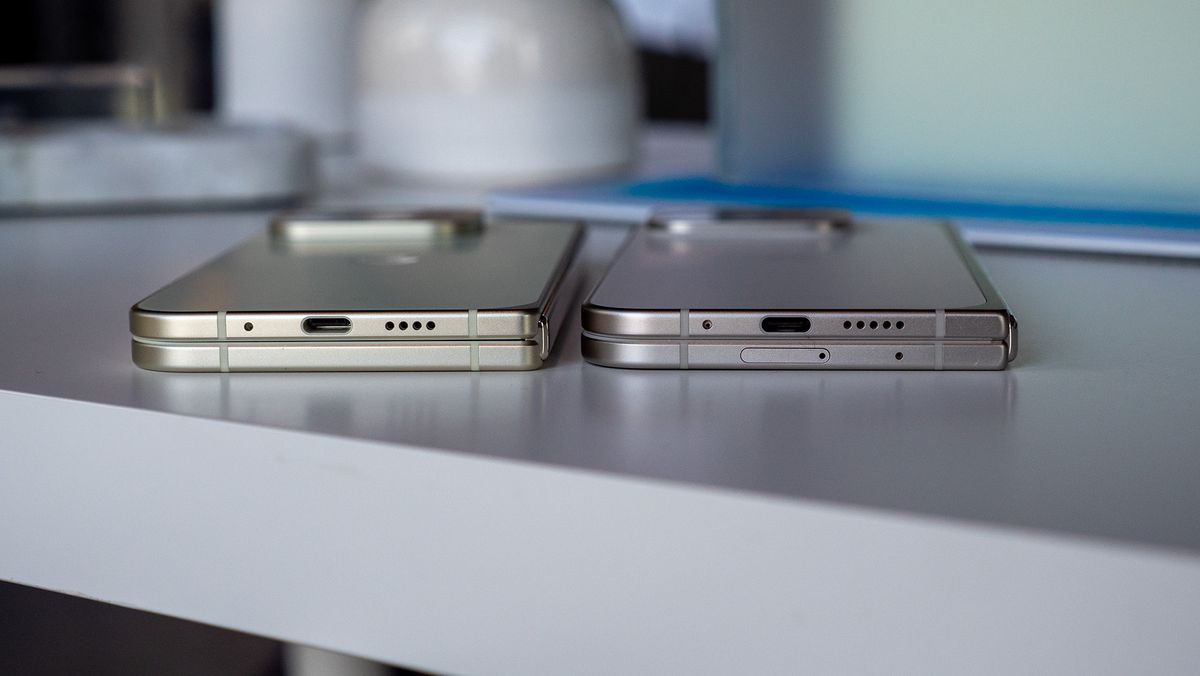 Comparing the sides and thickness of the Google Pixel 9 Pro Fold vs Google Pixel 10 Pro Fold