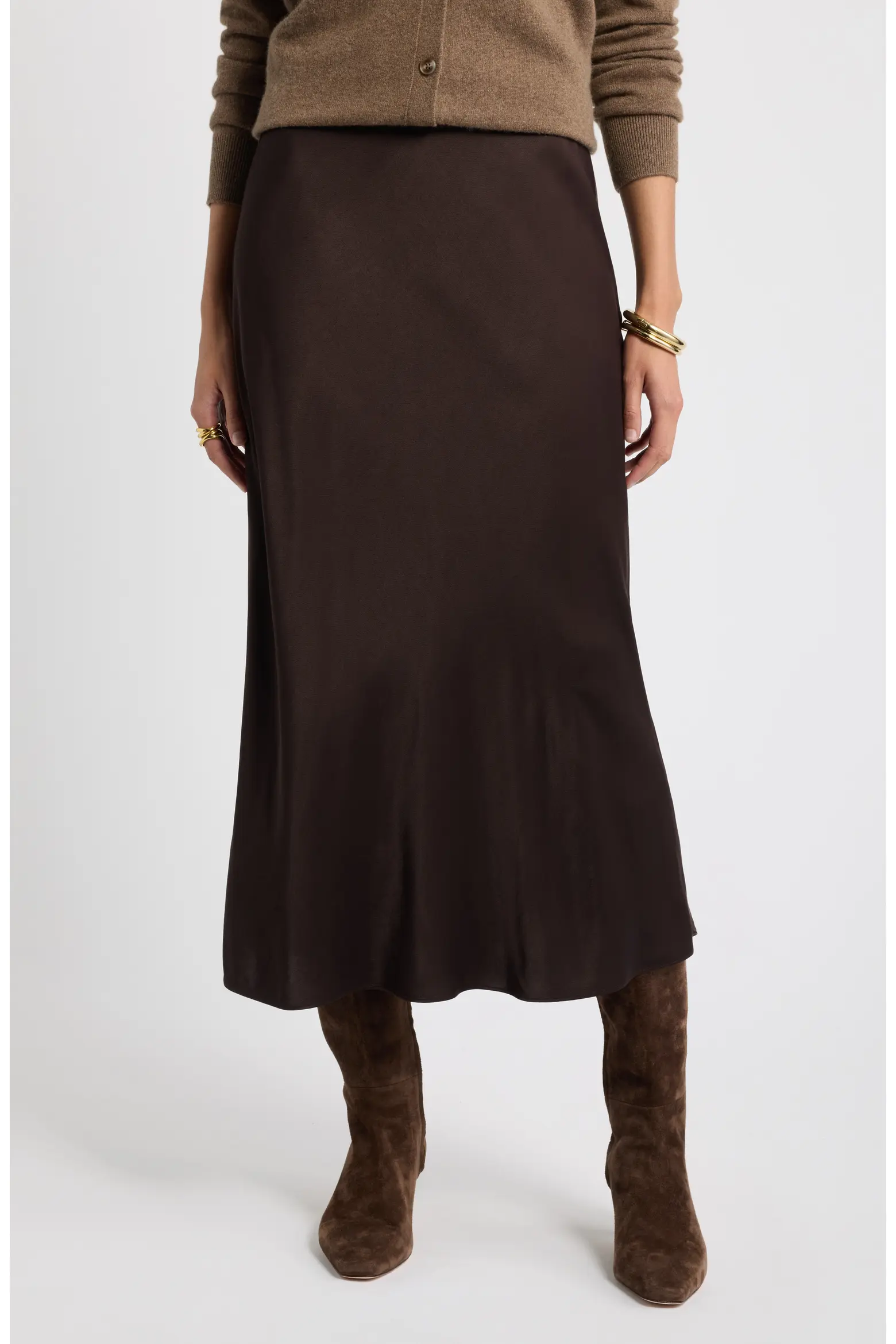 Nordstrom, Bias Cut Satin Midi Skirt