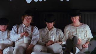Alex and his gang friends drink milk in A Clockwork Orange