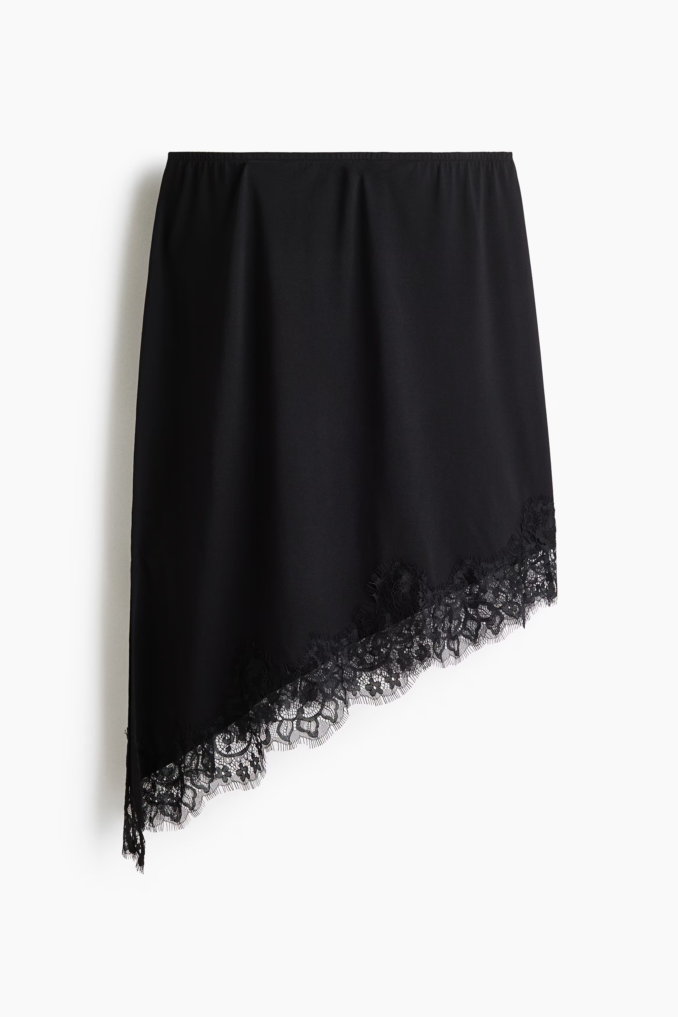 H&M, asymmetric lace-trimmed skirt
