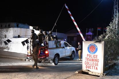The police college that was under attack late Monday in Quetta, Pakistan.