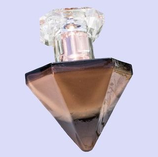 Perfume, Crystal, Glass bottle, Amethyst, Fashion accessory, Gemstone, Cosmetics, Glass, Bottle, Bottle stopper & saver,