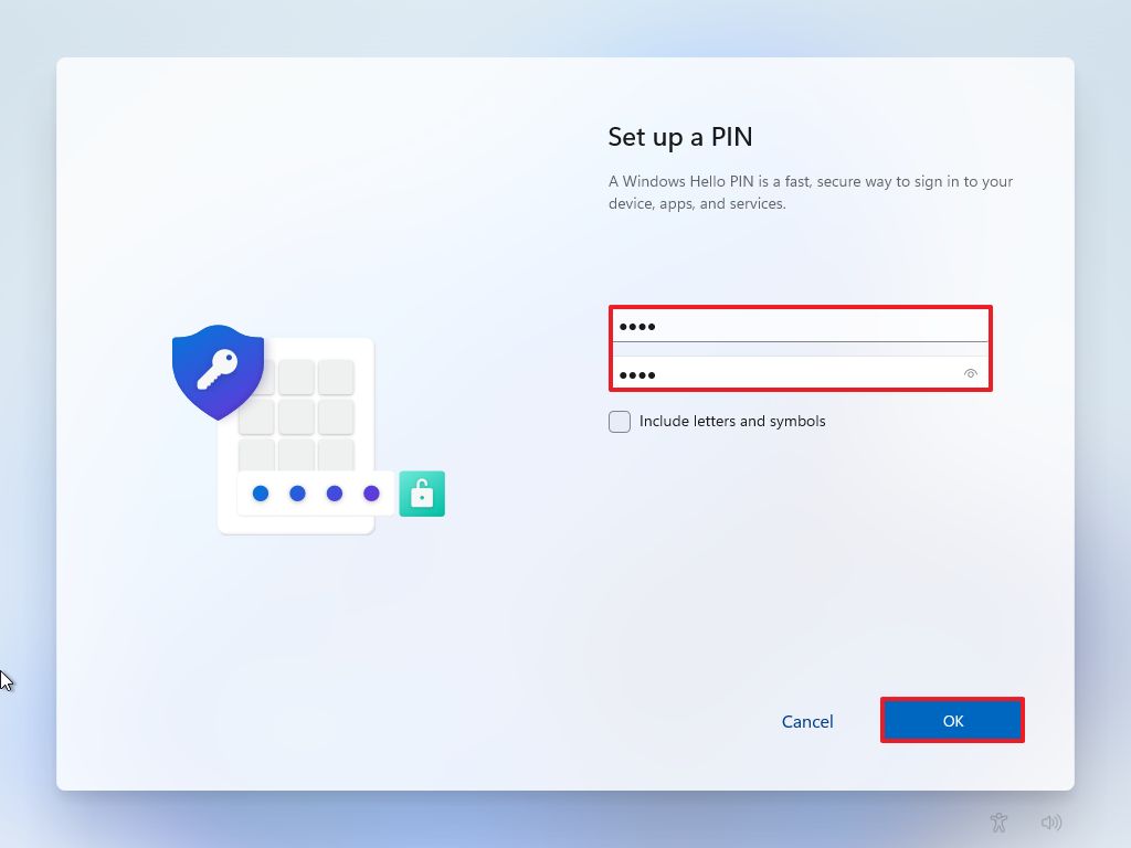 Windows 11 OOBE create PIN