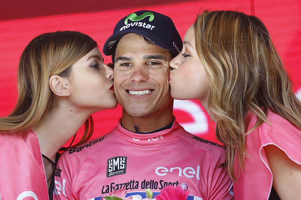 Andrey Amador (Movistar) on the podium after stage 13