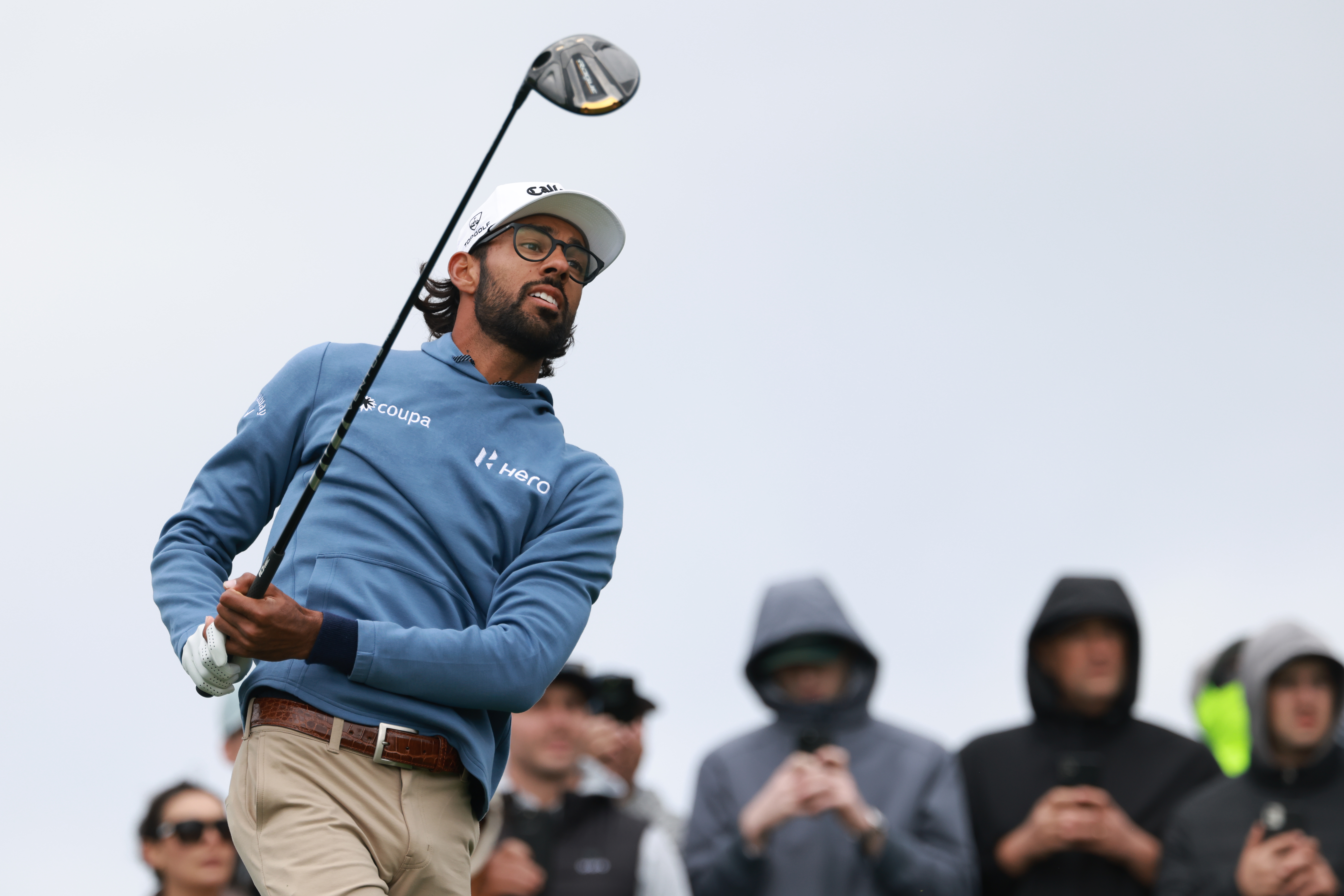 Akshay Bhatia hits a driver off the tee