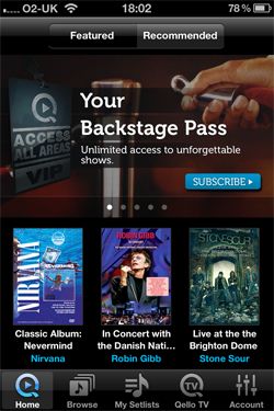 Here's a clever app for music lovers. Qello lets you watch unlimited live concerts and documentaries from history on your iPad, iPhone or iPod Touch.