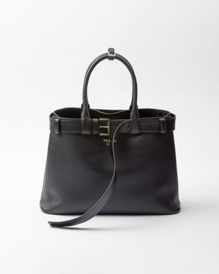 Prada, Buckle Large Leather Handbag with Belt