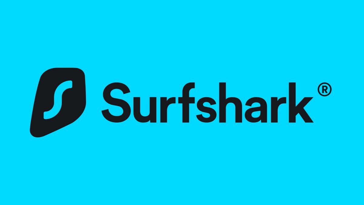 Surfshark logo on blue background