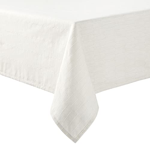 Martha Stewart Honeycomb Polyester Cotton Rectangle Tablecloth, 60&quot;x102&quot;, Natural
