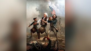 Originally entitled "Yankee Doodle," this is one of several versions of a scene painted by A.M. Willard in the late 19th century that came to be known as "The Spirit of '76." The life-sized original hangs in Abbot Hall in Marblehead, Mass.