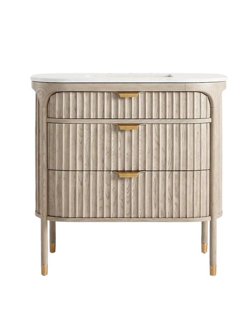 The Isla Marble-Top Fluted-Wood Single-Bathroom Vanity