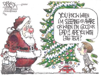 Editorial Cartoon U.S. Christmas Santa big tech