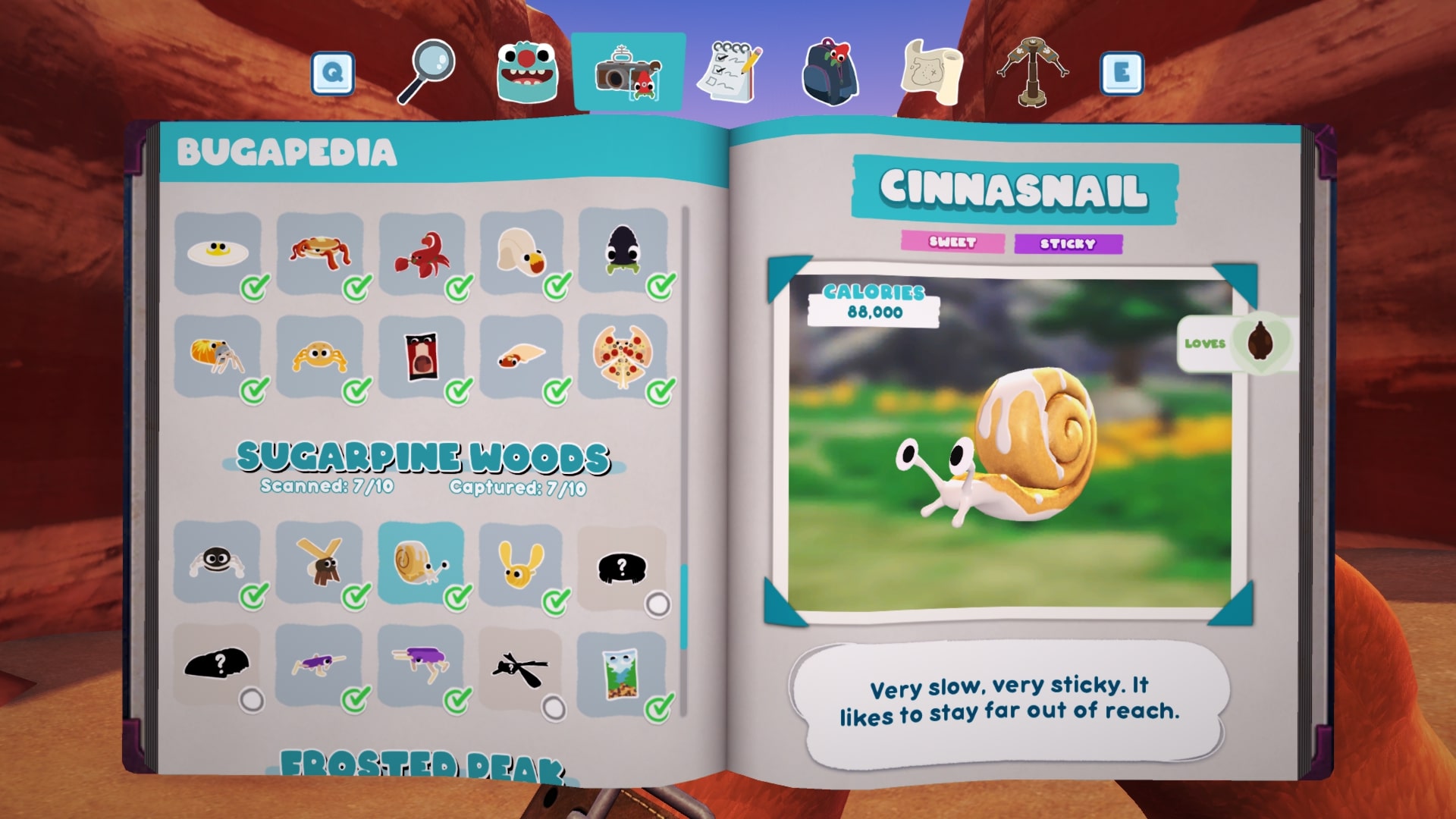 Bugsnax Bugapedia: Cinnasnail