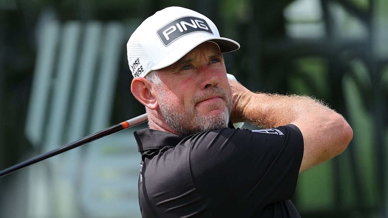 Lee Westwood takes a shot at the 2022 LIV Golf Bangkok event