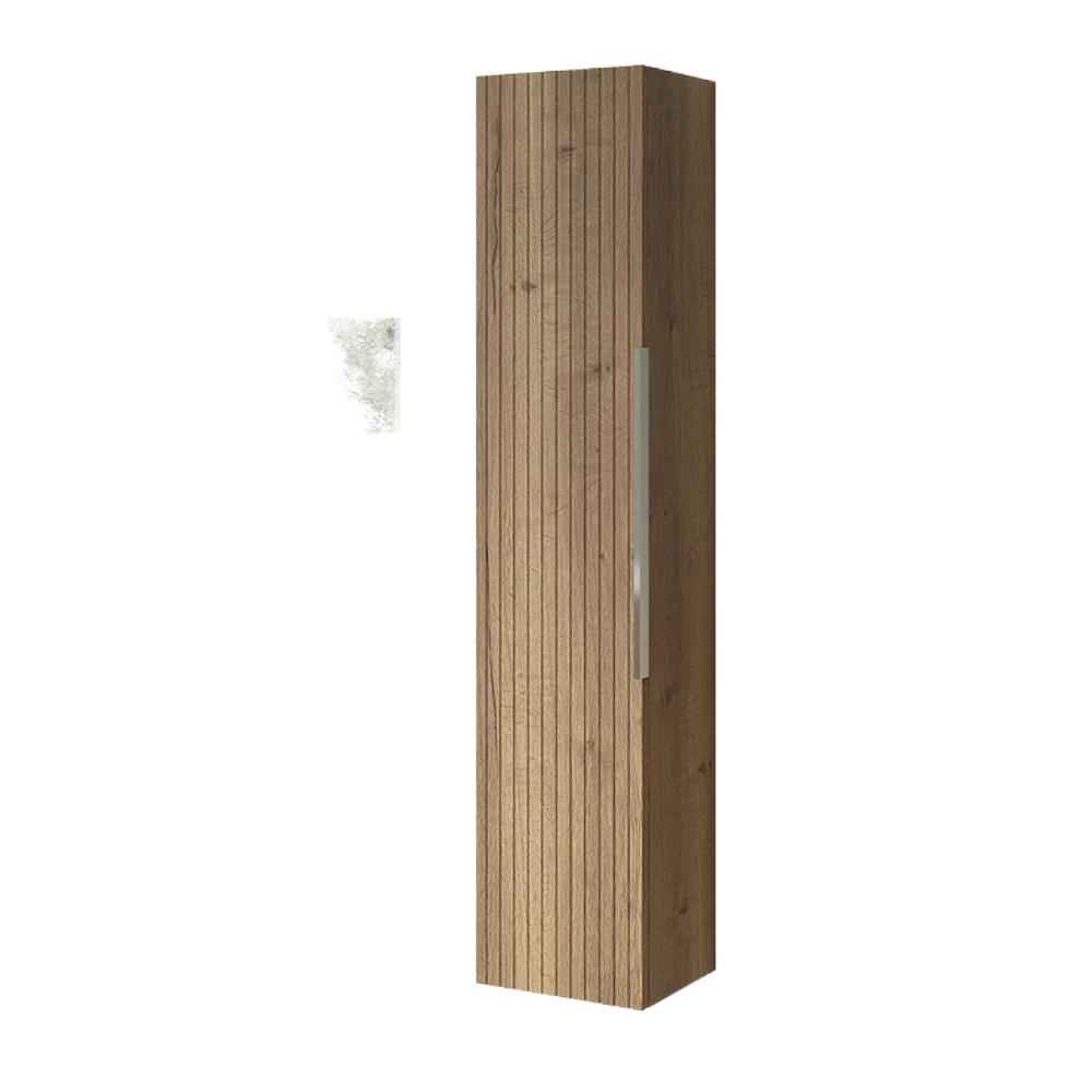 Milan Fluted Autumn Oak Wall Hung Tall Storage Unit