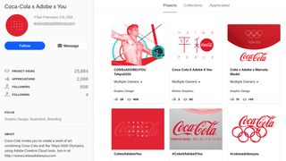 A selection of the user-submitted remixes of the Coke brand assets on the CokexAdobexYou Behance page 