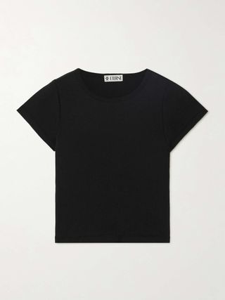 Short Sleeve Baby Tee Cropped Cotton and Modal-Blend Jersey T-Shirt