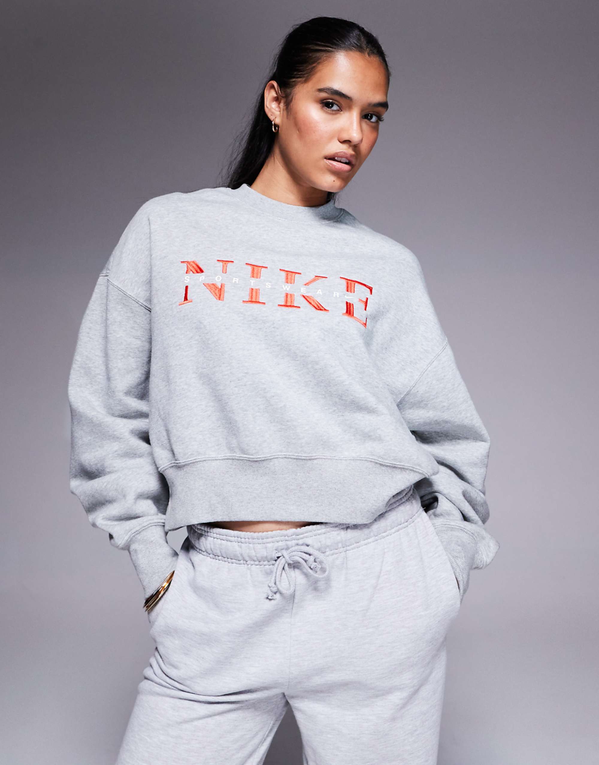 Nike Phoenix Fleece Graphic Sweatshirt in Gray