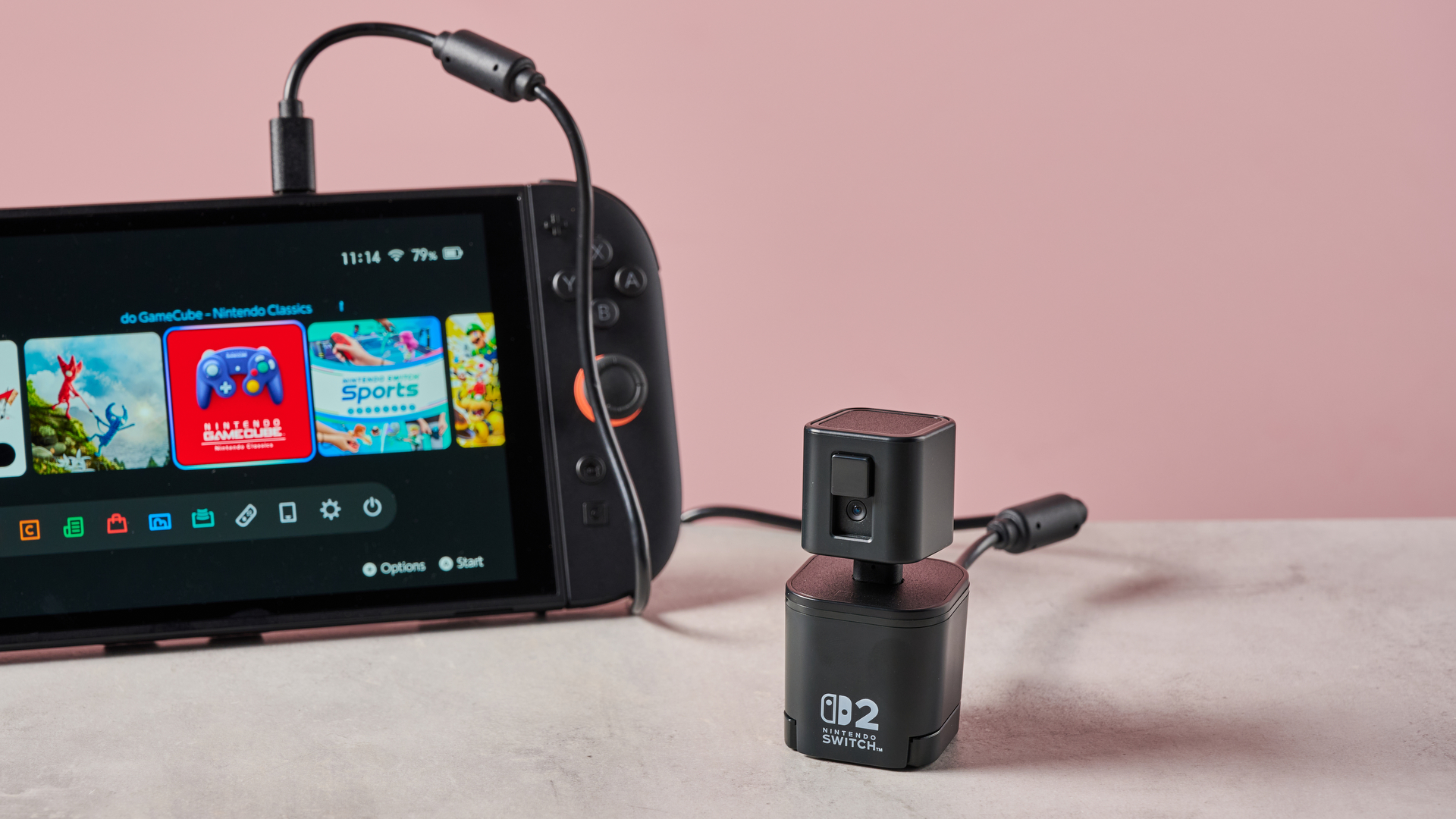 Hori USB Camera for Nintendo Switch 2 plugged into Switch 2 console