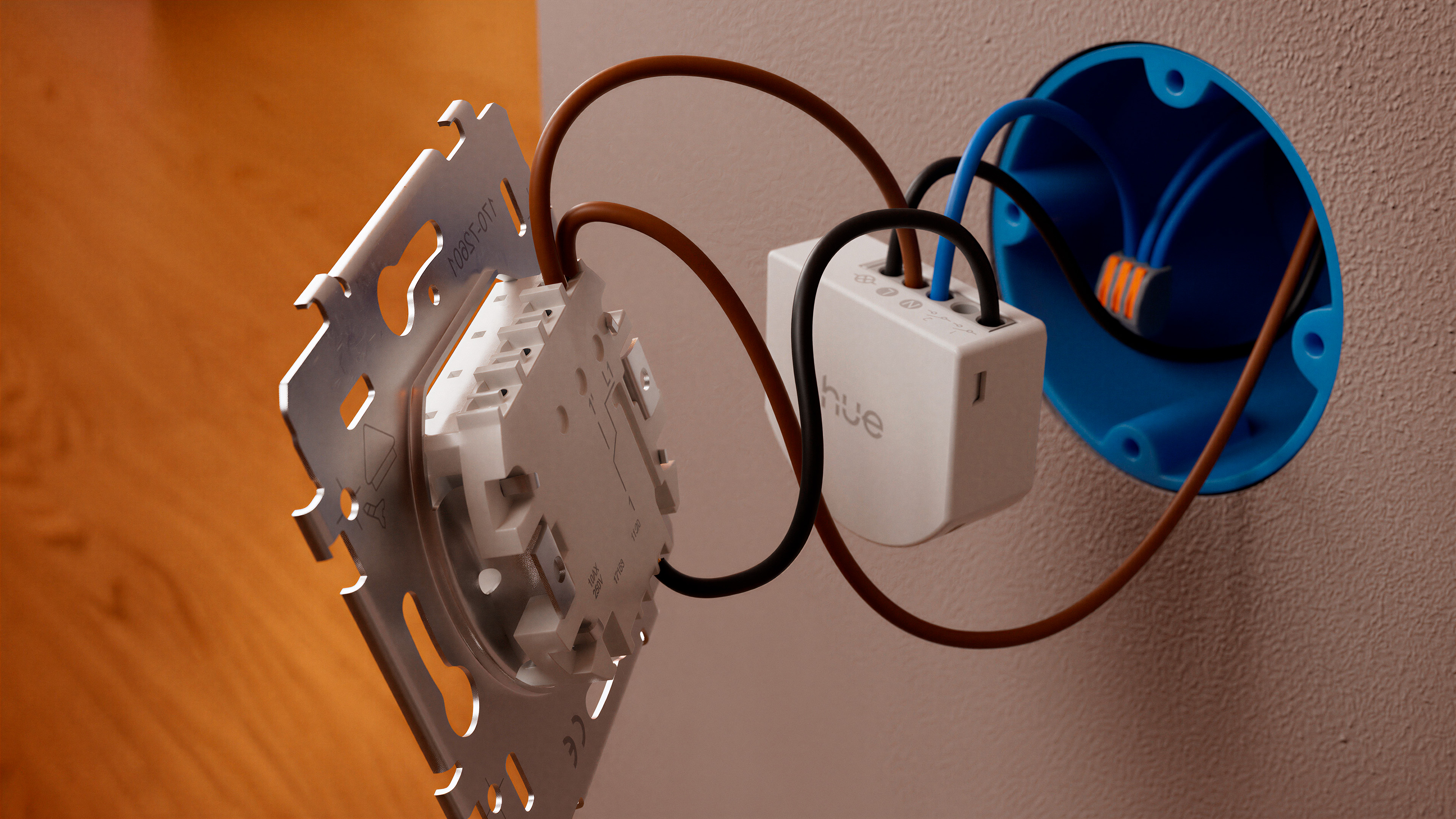 Philips Hue Wired Dimmer Switch being installed in place of an existing switch