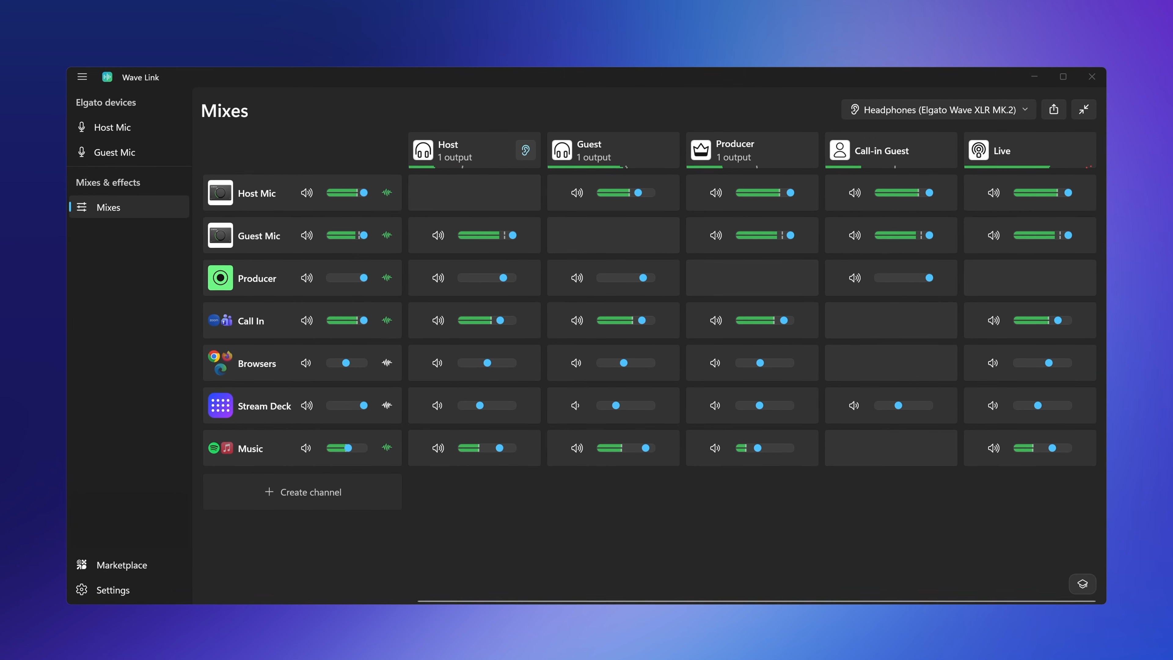 A screengrab of the reworked Elgato Wave Link software