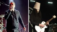 Left-Serj Tankian of System of a Down performs at the Banc of California Stadium on February 04, 2022 in Los Angeles, California; Right - Buckethead performs in support of his "Happy Birthday MJ 23" release at Ace of Spades on July 3, 2016 in Sacramento, California 