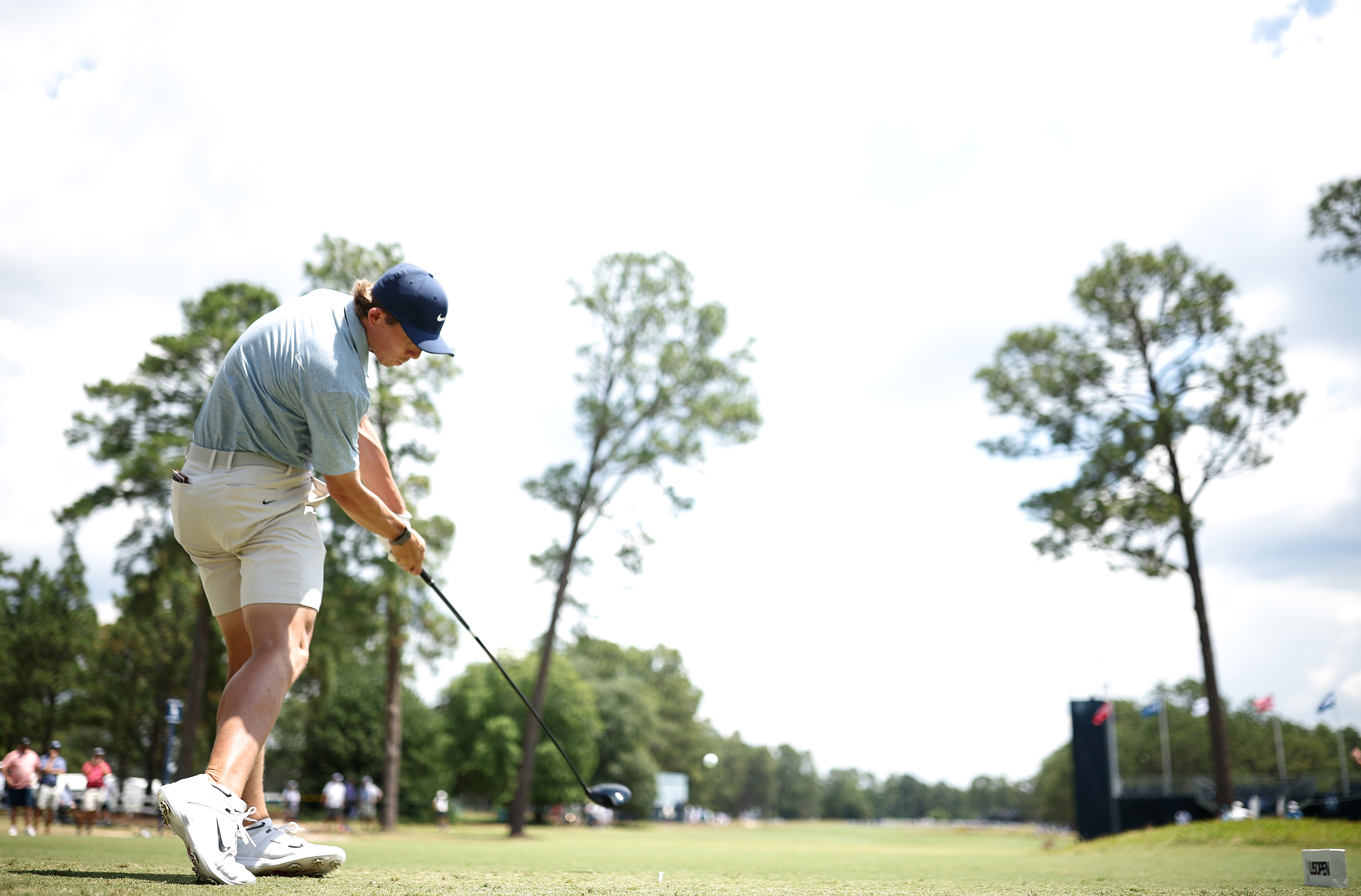 Gordon Sargent hits a driver off the tee