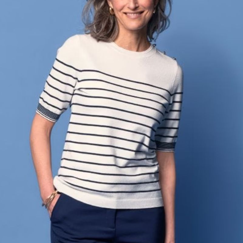 Damart, Stripe Short Sleeve Jumper