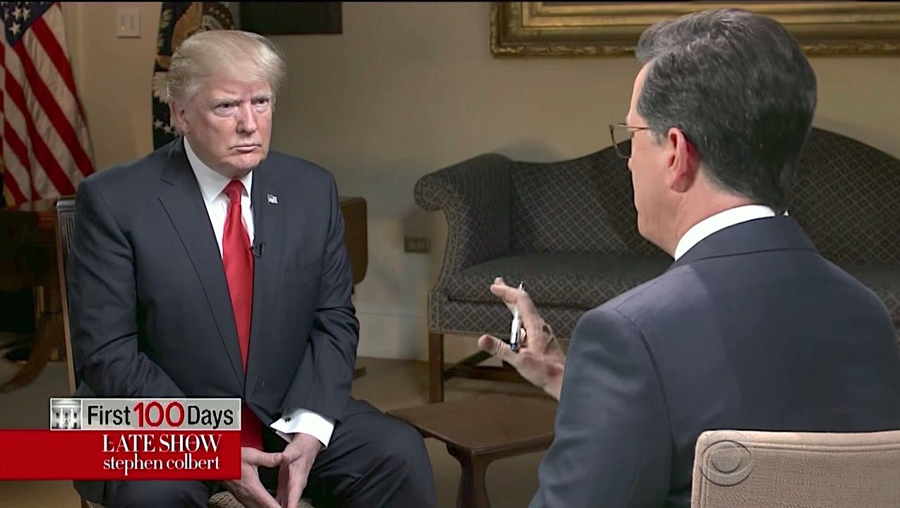 Stephen Colbert &amp;quot;interviews&amp;quot; President Trump