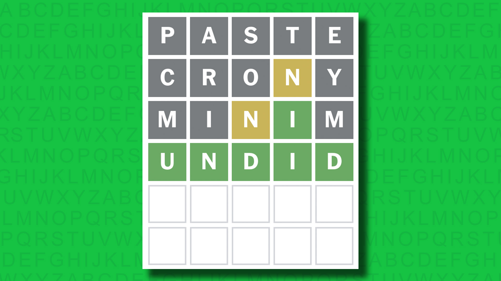 NYT Wordle answer for game 1486 on a green background