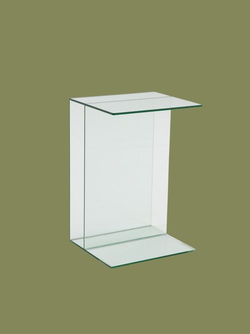 Livia Tempered Glass Side Table With 1 Compartment