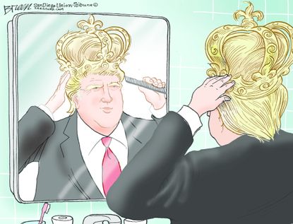Political Cartoon U.S. Trump Throne