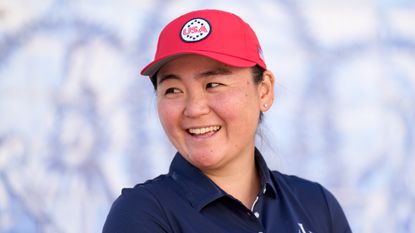 Allisen Corpuz wearing a Team USA cap before the Solheim Cup at Finca Cortesin