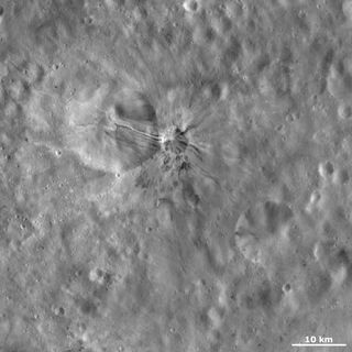 The original black-and-white image of Aelia crater, for comparison purposes.