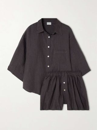 03 Checked Linen Pajama Set