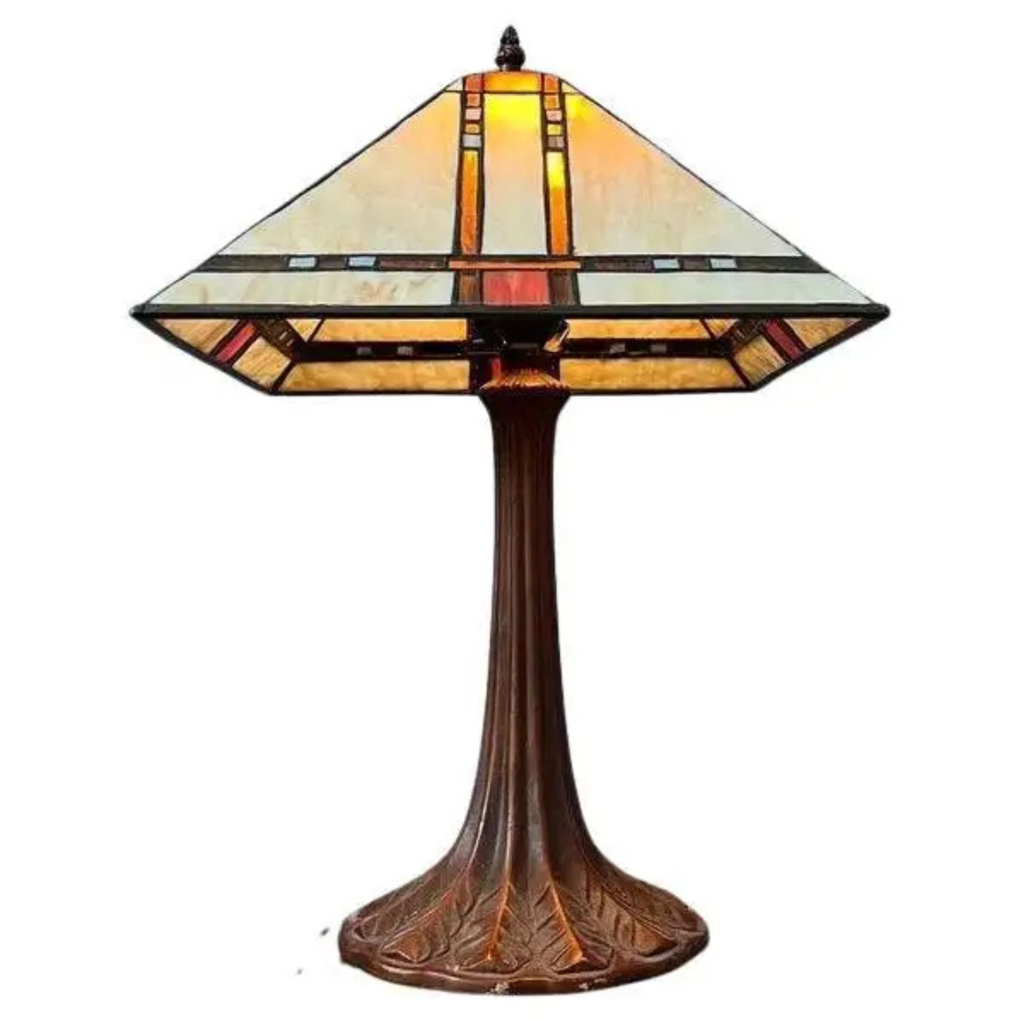 Colourful Tiffany Stained Glass Table Lamp Art Deco Style, 1970s