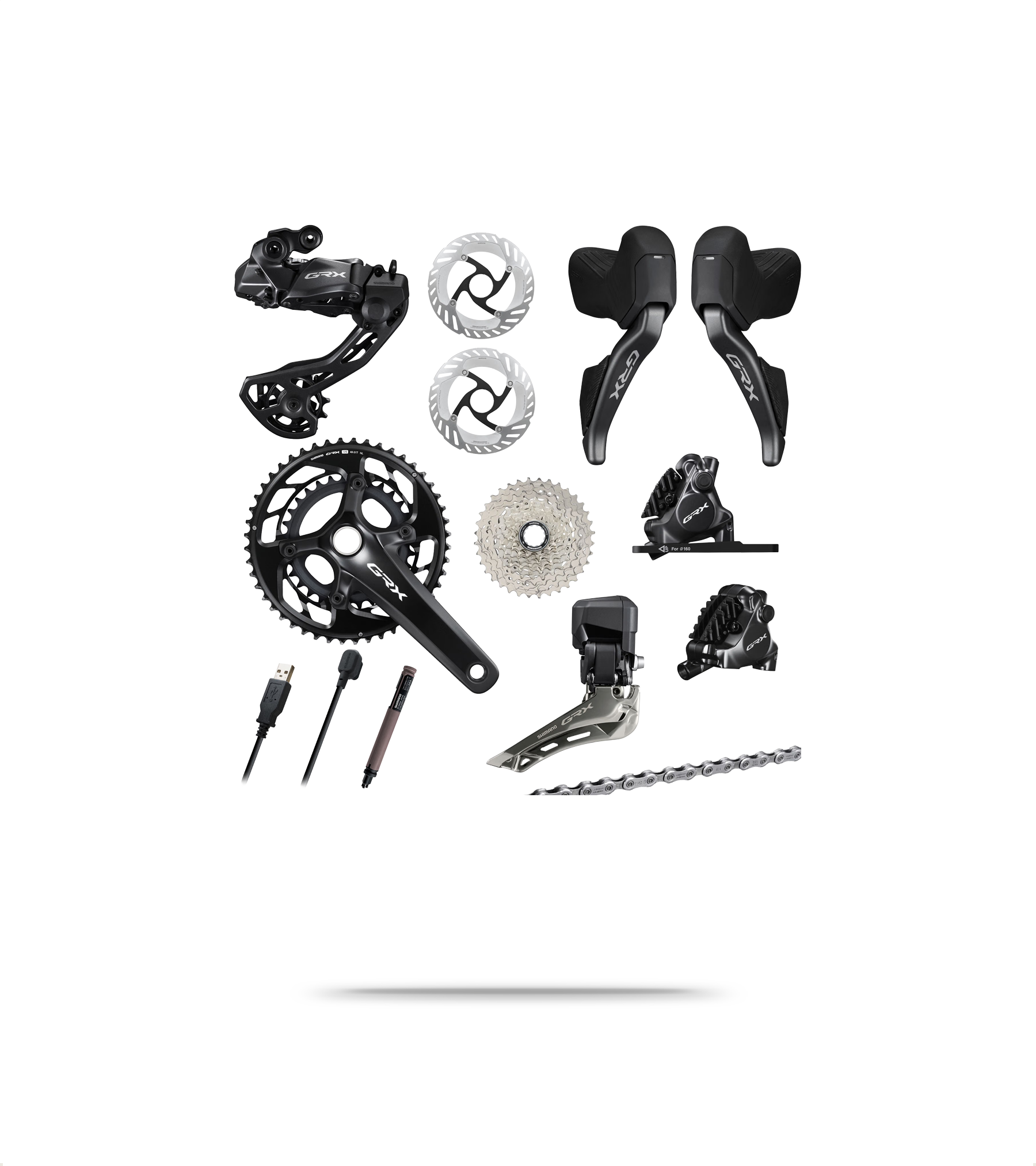 Grx 825 12-Speed Di2 Bike Groupset Bundle - 170mm / 48/31teeth / Black