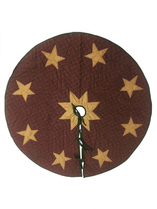 Quilted Applique Star Christmas Tree Skirt 24inch