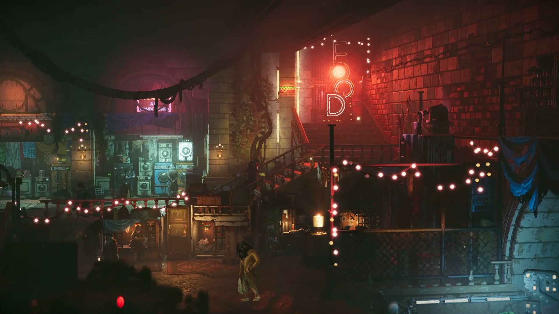 REPLACED gameplay with the main character walking up the main hub's stairway.