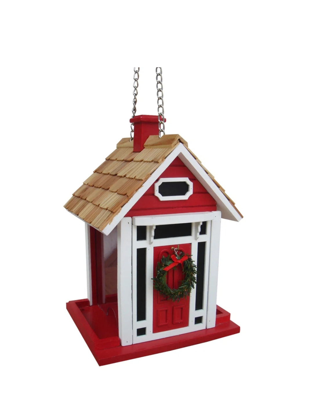 Festive Wood Hanging Hopper Bird Feeder Festive Wood Hanging Hopper Bird Feeder