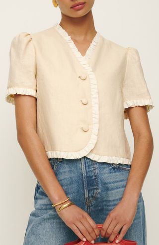 Bess Button Front Linen Top