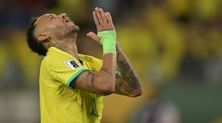 Neymar gestures during Brazil's World Cup qualifier against Venezuela in October 2023.