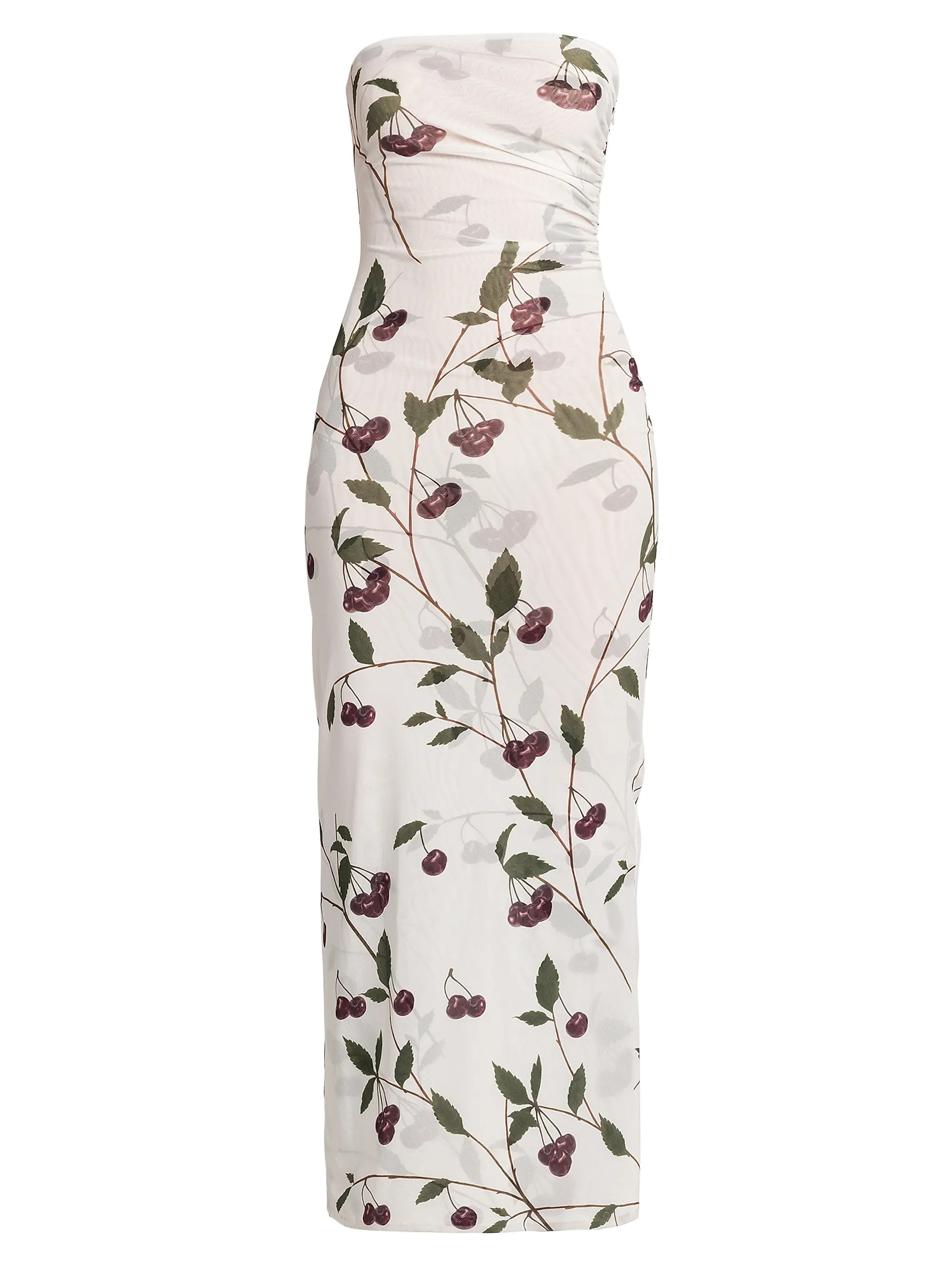 Stella McCartney, Cherry Ruched Strapless Maxi Dress