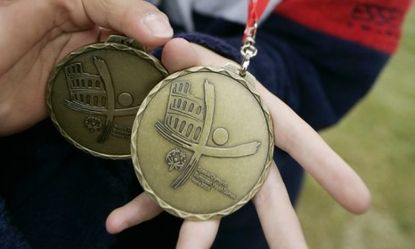 Athletes show off their medals during the Special Olympic European Youth Games in 2006. The GOP's budget proposal would reportedly cut programs for Special Olympics athletes.