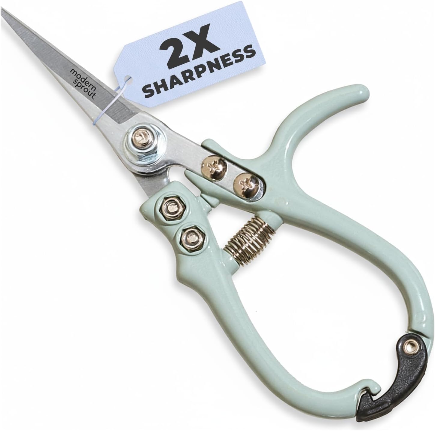Modern Sprout Pruning Shears - Herb Snipping Scissors- Lightweight Gardening Tools W/easy Lock - Flower Cutter Garden Shears - Carbon Steel Blade + Reusable Holster (green, 1-Pack)