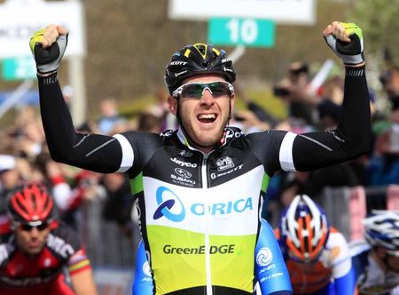 Matt Goss (Orica-GreenEdge) can't hide his delight in Horsens.