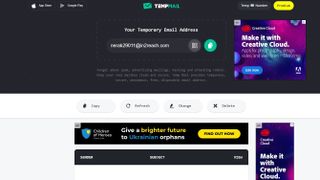 Website screenshot for Temp Mail