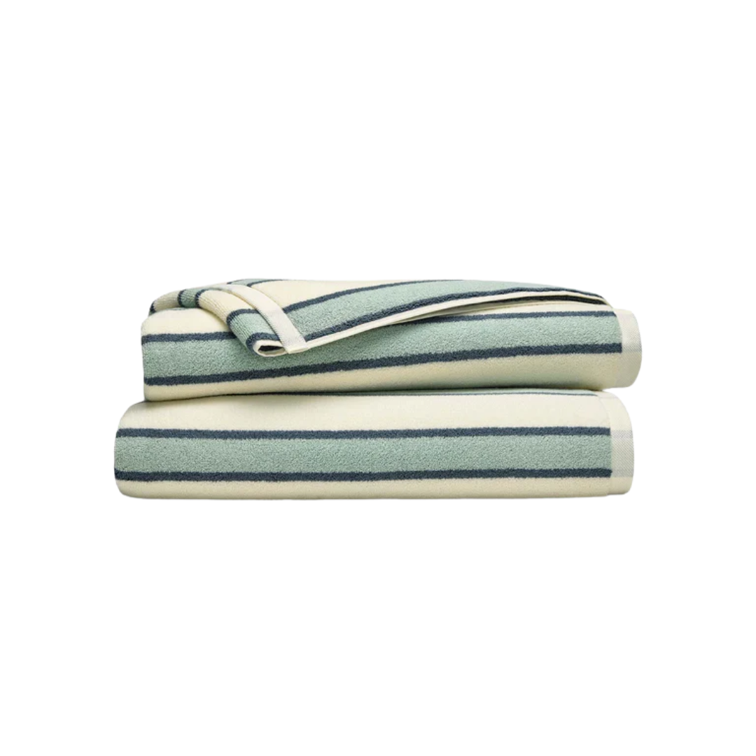 Brooklinen, Super-Plush Turkish Cotton Bath Sheets in Striped Silver Sage