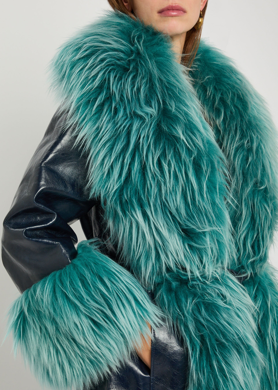 Chloe, Shearling-embellished leather jacket