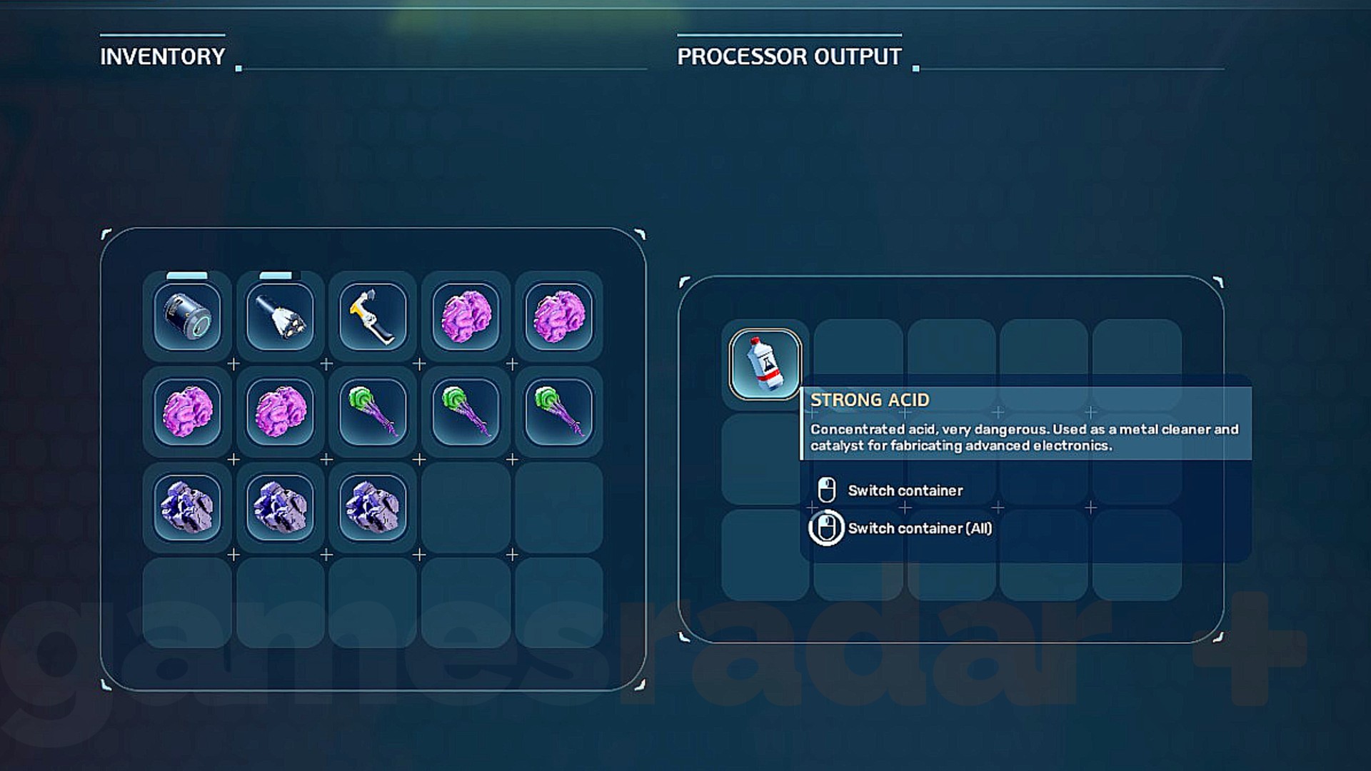 Strong Acid is produced from a Subnautica 2 Processor